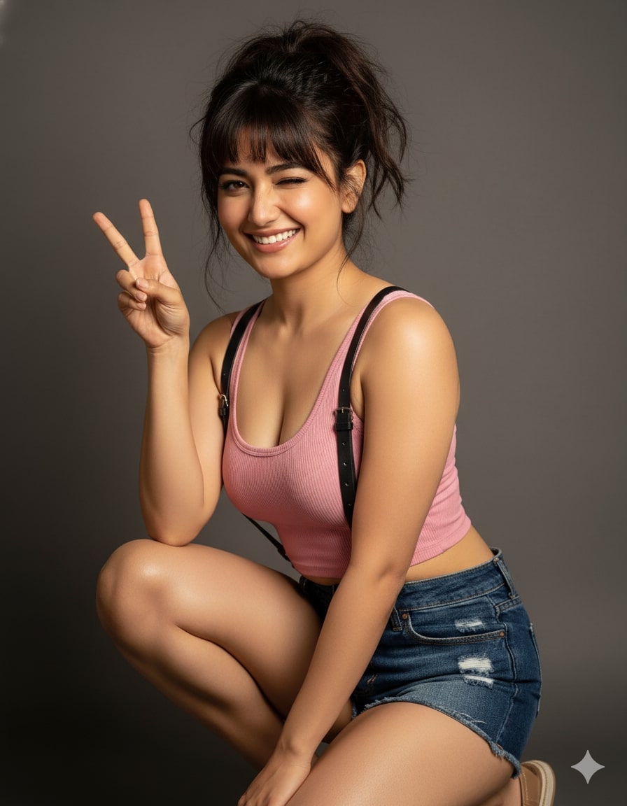 Girl in pink top cute look